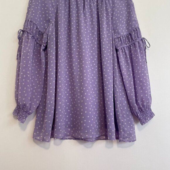 SUSAN GRAVER Printed Sheer Chiffon Raglan Sleeve Peasant Top Lilac Lavender Boho - Picture 5 of 13
